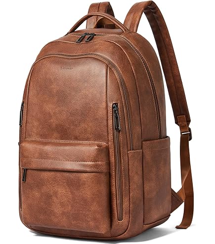 Alex Max Eliza Brown Croco-Embossed Vegan Leather Large Backpack, Luxury Daypack with Top Handle & Adjustable Straps, Multiple Pockets & Lined Interior