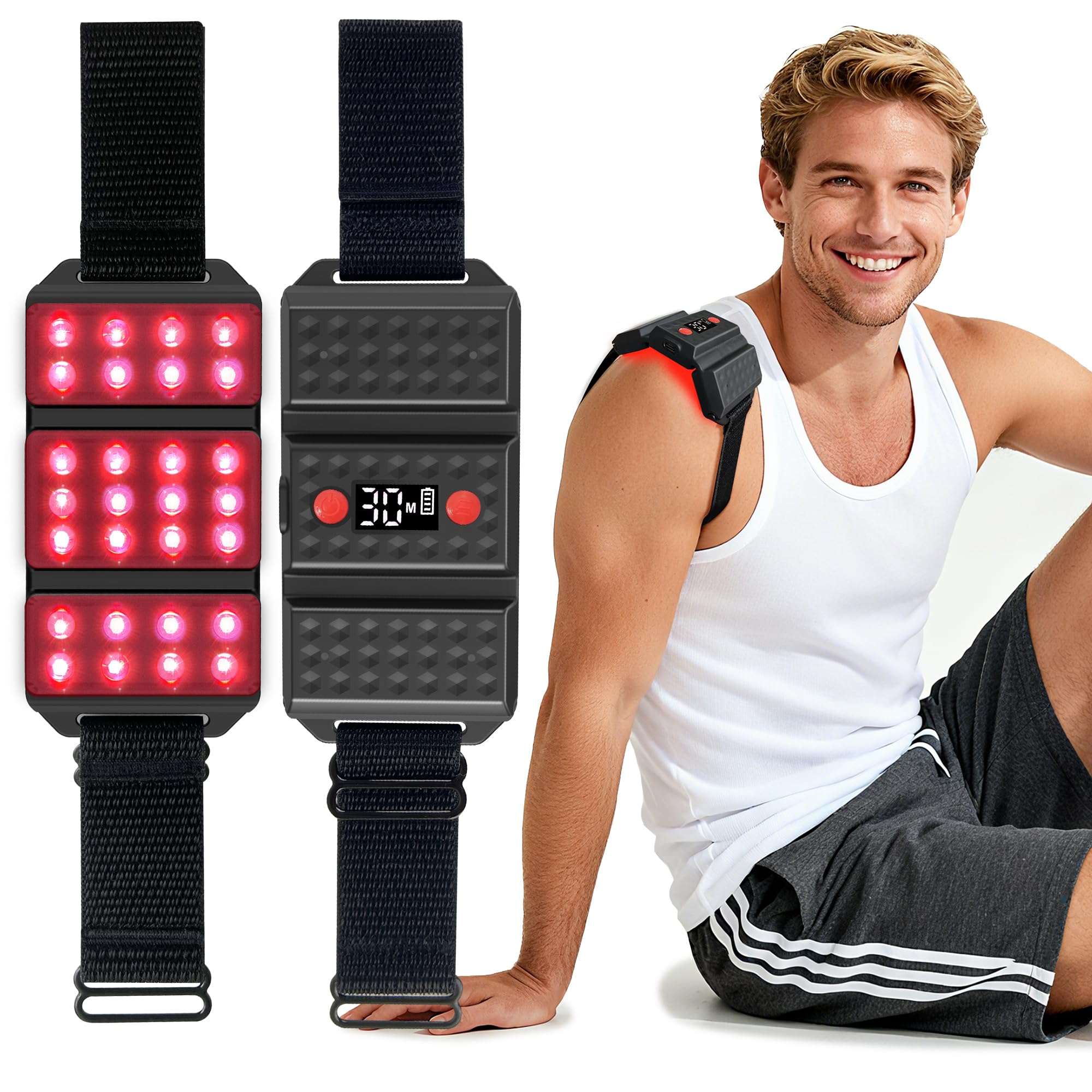 Photo 1 of ** MISSING POWER CORD **  Red Light Therapy Belt, LED 660nm & 850nm Near Infrared Light for Muscle Recovery, Pain Relief, Wearable Wrap –Inflammation, Joint Health & Mobility - Portable & Hands-Free