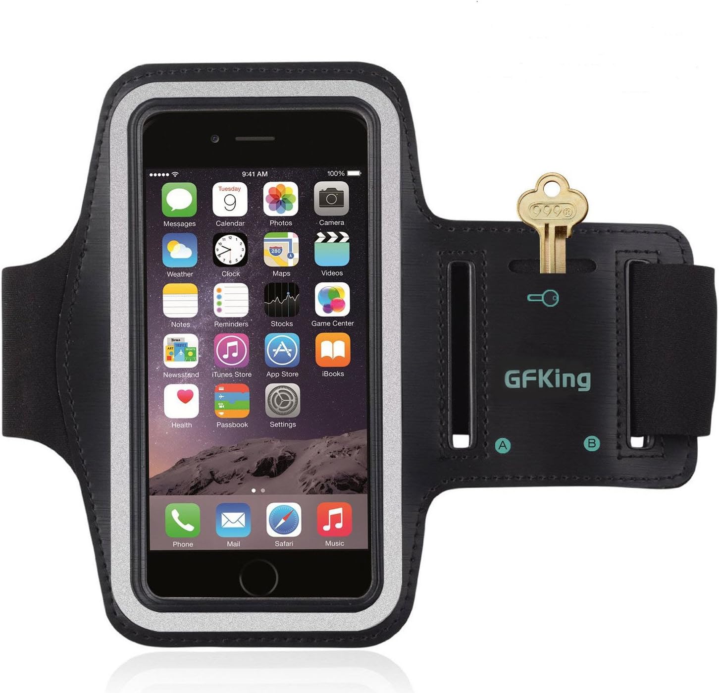 Iphone 6 Armband,iphone 6s Armband,by GFKing,feartured with Sport Scratch-resistant Material,slim Light Weight,dual Arm-size Slots,sweat Resistant&key Pocket,with Headphone Ports