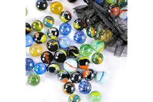 POPLAY Colorful Glass Marbles, 0.6inch Marbles Bulk for Kids Marble Games,DIY and Home Decoration