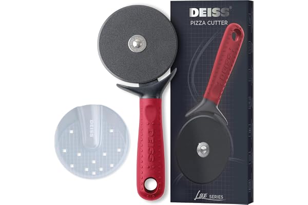 Deiss Lux Heavy Duty Pizza Cutter with Wheel Slicer- Stainless Steel Sharp Smooth Pizza Cutter Wheel with Easy Grip Non-Slip