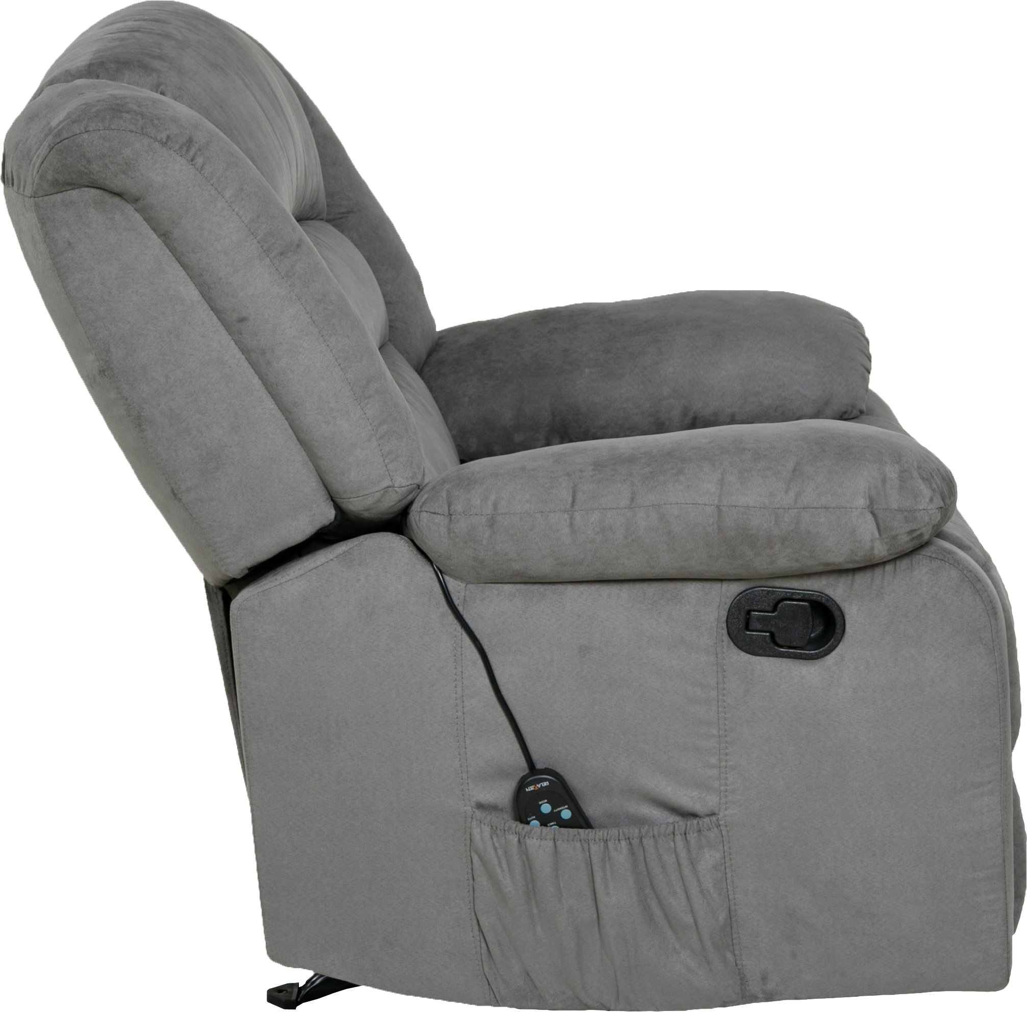 Relaxzen Massage Rocker Recliner with Heat and USB, Gray Microfiber