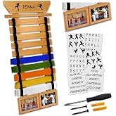 Optimus Depot Karate Belt Display Rack - Taekwondo Belt Display with Customization Stickers, 2 Picture Frames, Self-Adhesive Adjustable Strips &amp; Hanging Kit Taekwondo Gifts