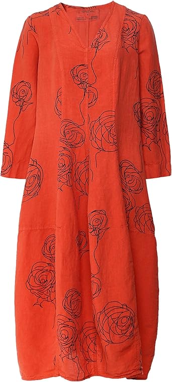 linen orange dress