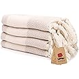 Bazaar Anatolia Hand Towels - Set of 4 | 39" x 19" - Decorative Turkish Hand Towel for Bathroom, 100% Cotton, Kitchen, Face, Hair, Tea, Dishcloth, Cream Hand Towels - Diamond Beige