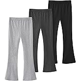 BOOPH Girls Flare Leggings Kids High Waist Bell Bottom Pants Casual Cotton Leggings for Teen Girls