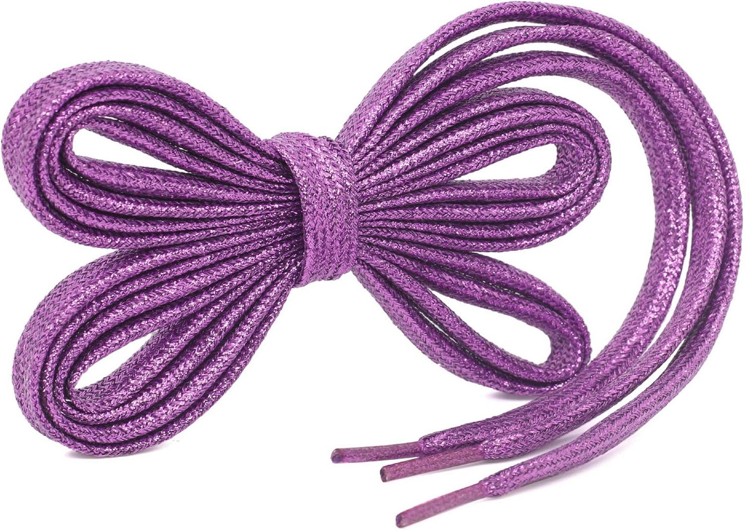 Flat Shiny Metallic Glitter Shoelaces Light Purple
