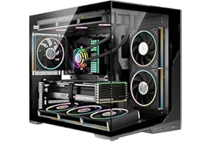 ESGAMING M-ATX Mini Tower PC Case 360MM RAD Support, 8° Slanted Base, 270° Full View Tempered Glass Gaming PC Case - Zero Bla