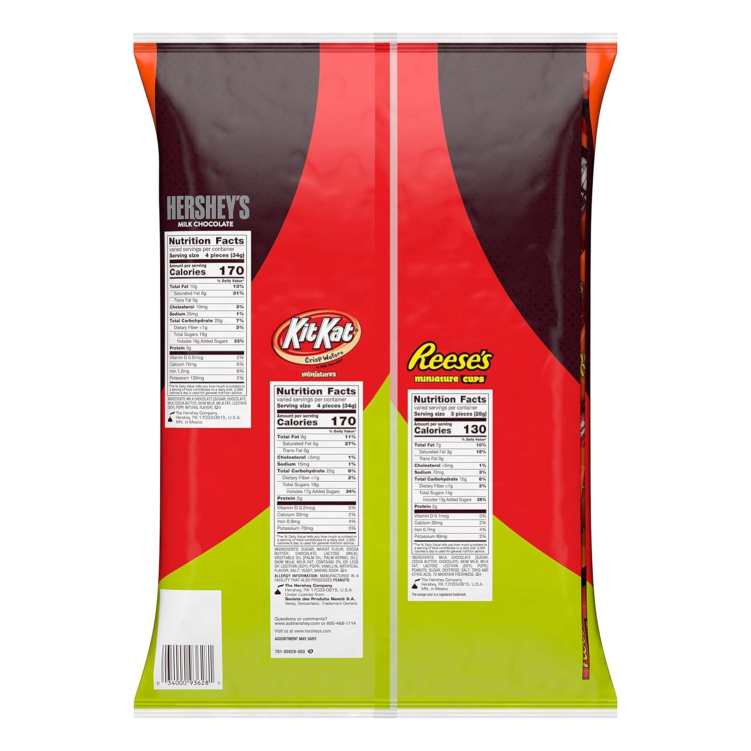 REESE'S, HERSHEY'S and KIT KAT Assorted Milk Chocolate Miniatures Candy, Bulk, 80.39 oz Bulk Variety Bag (265 Pieces) : Grocery & Gourmet Food