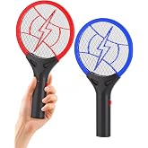 Mini Electric Fly Swatter Bug Zapper Racket, 2 Pack Battery Operated Mosquito Swatter, 3000VDC Red Blue Fly Zapper for Indoor Outdoor Camping, AA Batteries Not Included