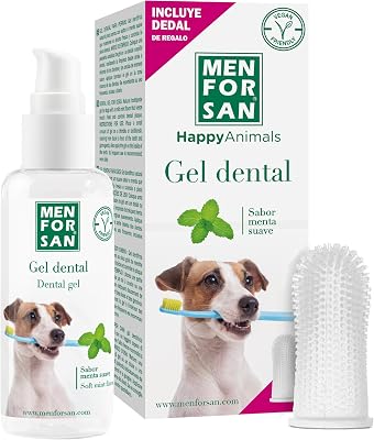 Gel Dental para perros | Gel dentífrico natural | Aliento Fresco | Controla la Placa Dental | Sabor a menta | Incluye dedal de regalo | 60 ml