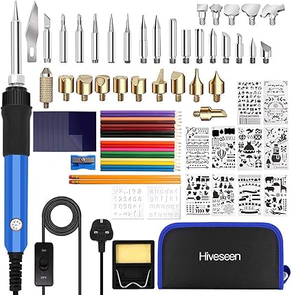 Hiveseen 76PCs Kit Pirograbador de Madera, 60W Temperatura