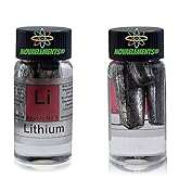 Lithium Metal Element 3 Sample Li, Pure 1 gram 99,9% Shiny Mini cylinders Inside Labeled Glass Vial