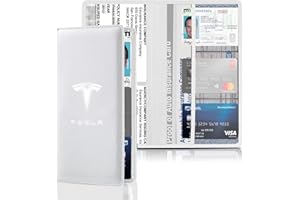 KIKIMO for Tesla Car Registration and Insurance Holder, Magnetic Leather Registration Holder for Model S/3/X/Y,Tesla Glove Box Document Organizer with Magnetic Shut for Cards(White)