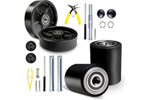 Pallet Jack/Truck FULL SET BLACK with Back Axle, Steering Wheels 7"x 2" Pair, Front Load Roller 3" x 3.75" Pair with Bearings