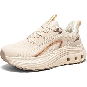 HOTBEAR Women's Wide Toe Box Walking Tennis Shoes, Cushioned Arch Support Breathable Sneakers, Non-Slip Comfortable Footwear