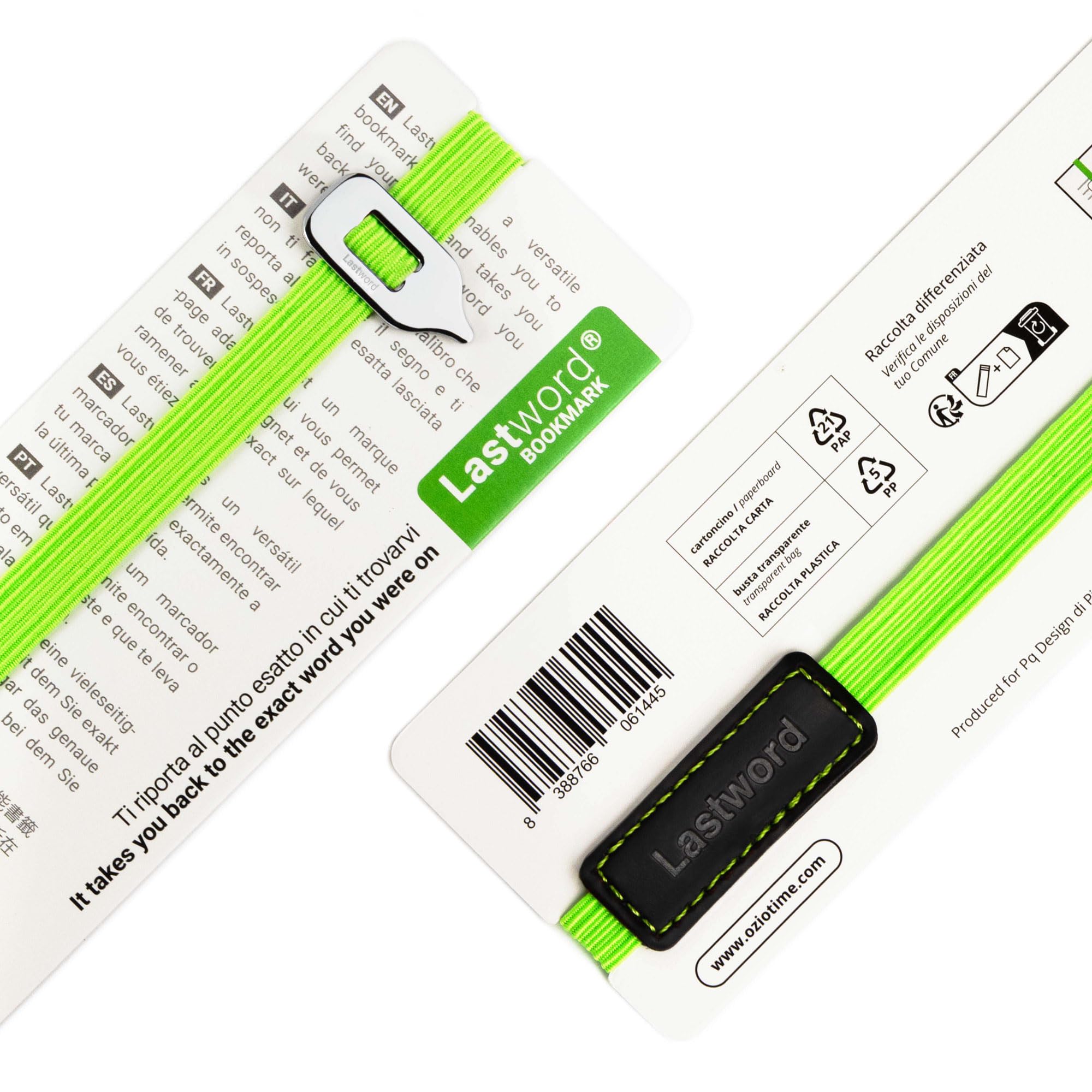 Lastword Bookmarks - Elastic Bookmark Perfect for Any Book, Office, for Women, Men and Children - Don't Lose Your Mark, Made in Italy Book Marks, Green
