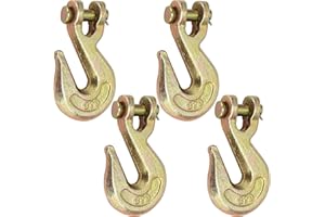 JOIKIT 4 Pack 3/8 Inch G70 Grade Clevis Grab Hook, Chain Clevis Hook in Yellow Chromate, Tow Chain Hooks for Truck Or Flatbed Trailer, Load Limit 6600 LBS