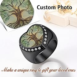 FindChic Customized Photo Signet Rings Heart Chunky