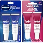 Vaseline Lip Therapy Advanced Healing Lip Balm Original &amp; Rosy Lips Twin Packs, 4 Tubes Total, 0.35 Oz Ea