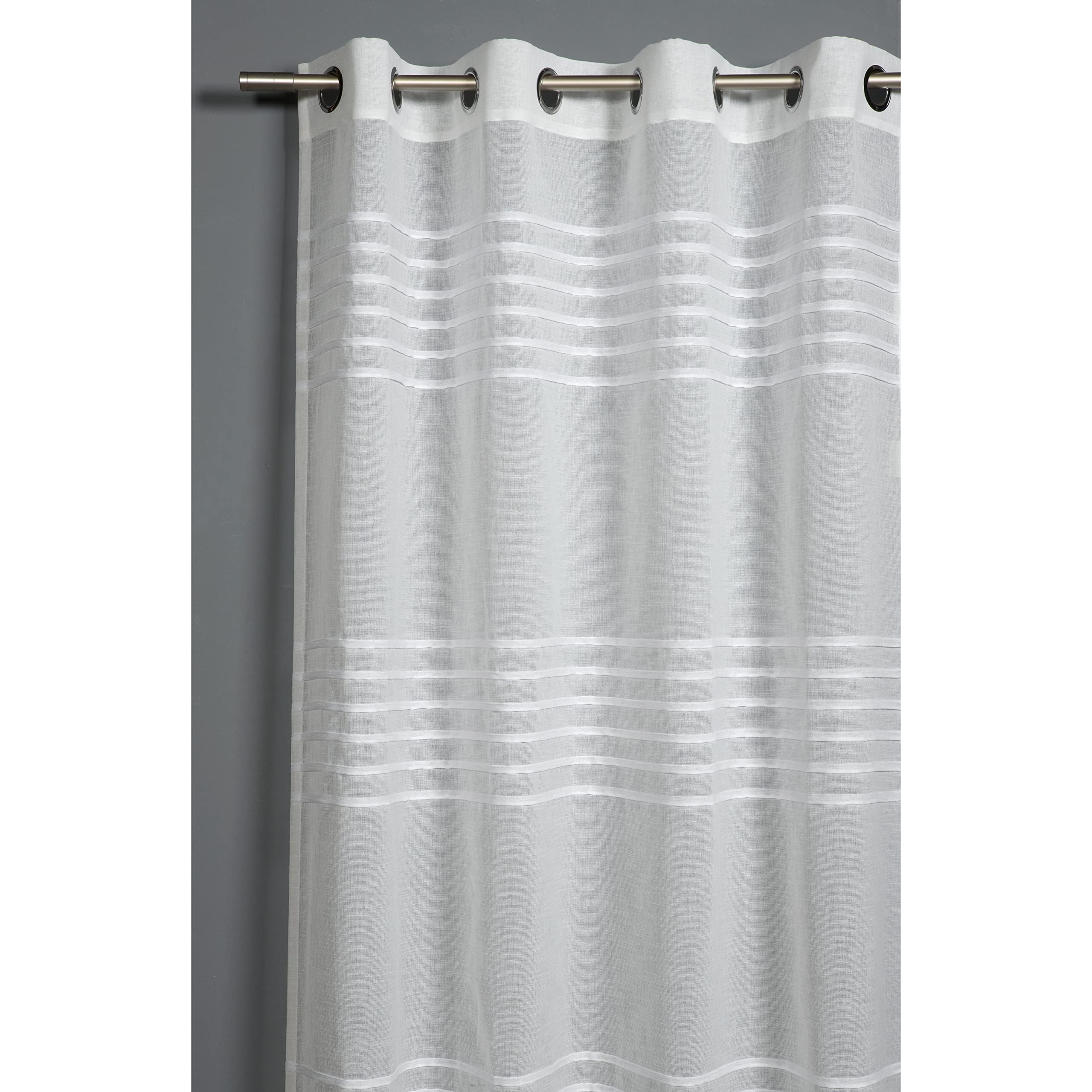 Gardinia Sheer Eyelet Curtains 3D Stripe Sheer Eyelet Curtain Panel Sheer Curtain Panel White 140x245cm