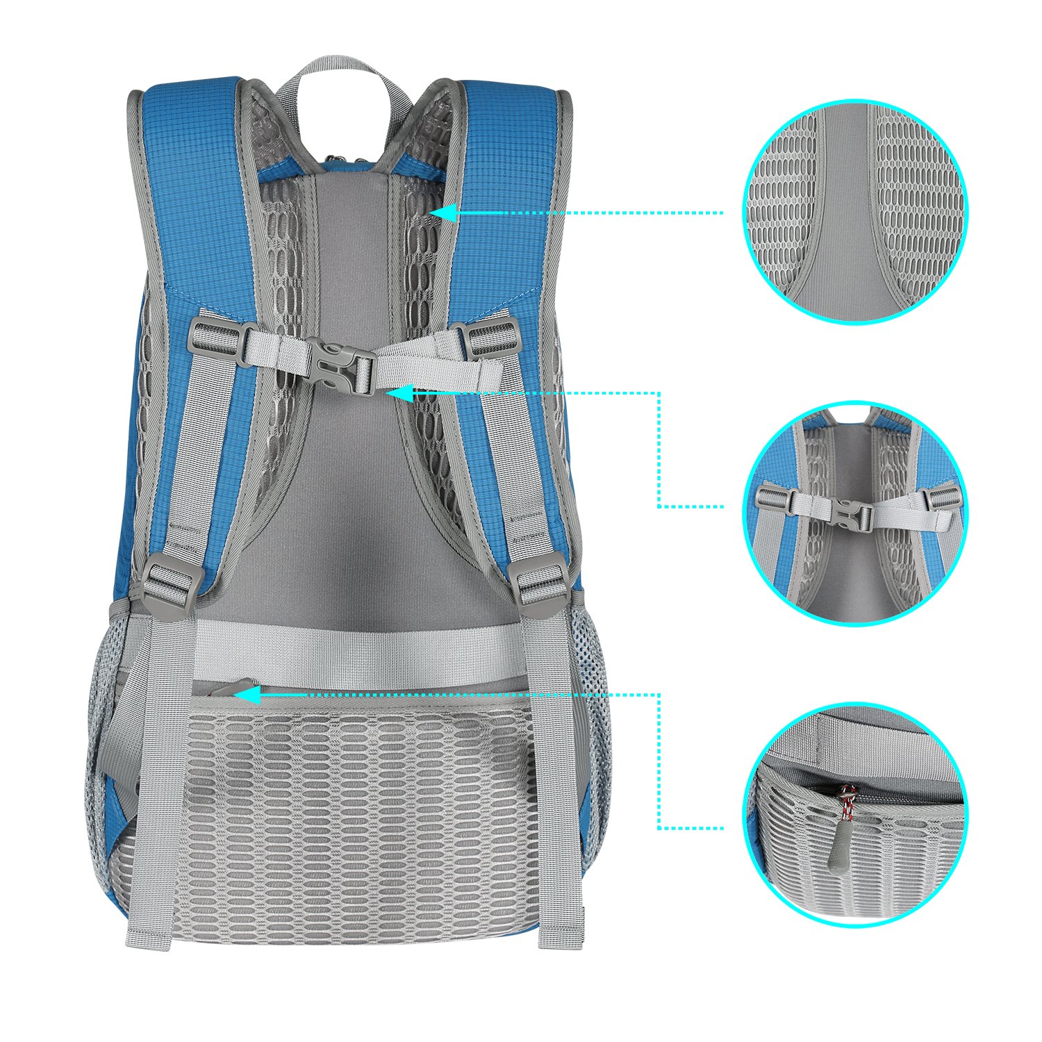 ibagbar Lightweight Travel Backpack Hiking Backpack Water Resistant Casual Multipurpose Daypack for Men and Women Blue