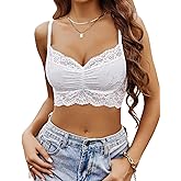 Avidlove Lace Bralette for Women V Neck Cami Tank Y2k Camisoles Adjustable Spaghetti Strap Crop Top