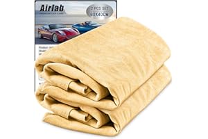 Airlab Chamois Cloth for Car 2 Pack Shammy Drying Towels 60 x 40 cm (2.58 sq ft Each) Super Absorbent Real Leather Lint Free 