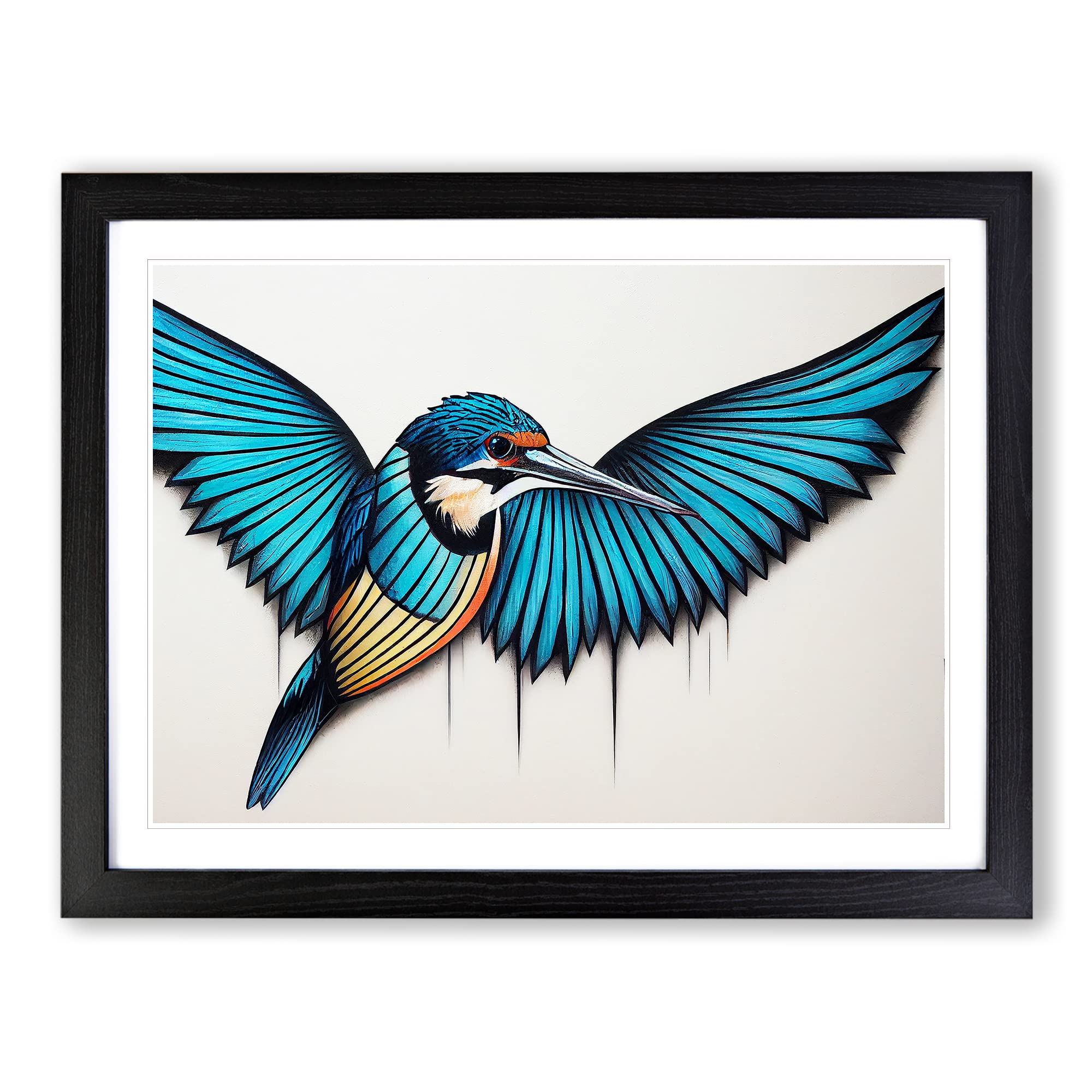 Alluring Kingfisher Bird Framed Print | A4 Black Framed Wall Art | Ready to Hang | Modern Nature Picture | Living Room Bedroom Lounge Office
