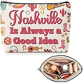 Cowgirl Gifts Nashville Trip Makeup Bag Western Cowgirl Gifts Vacation Present for Friends Coworker Nashville Lover Gift Cosmetic Bag Christmas Birthday Weekend Trip Present Zipper Travel Pouch