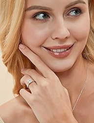 EAMTI 2CT 925 Sterling Silver Gold Engagement Rings