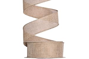 Ribest Burlap Natural Wired Ribbon, 1 1/2 inch 10 Yard, Jute Ribbon for Decoration Bows Craft Gift Wrapping Wreath Sewing