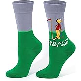 Subesty Funny Golf Socks Gifts for Men, Novelty Crazy Golfing Dress Crew Socks Casual Cotton Golf Accessories Stocking Stuffers for Golfers Birthday Father Day Christmas Gifts