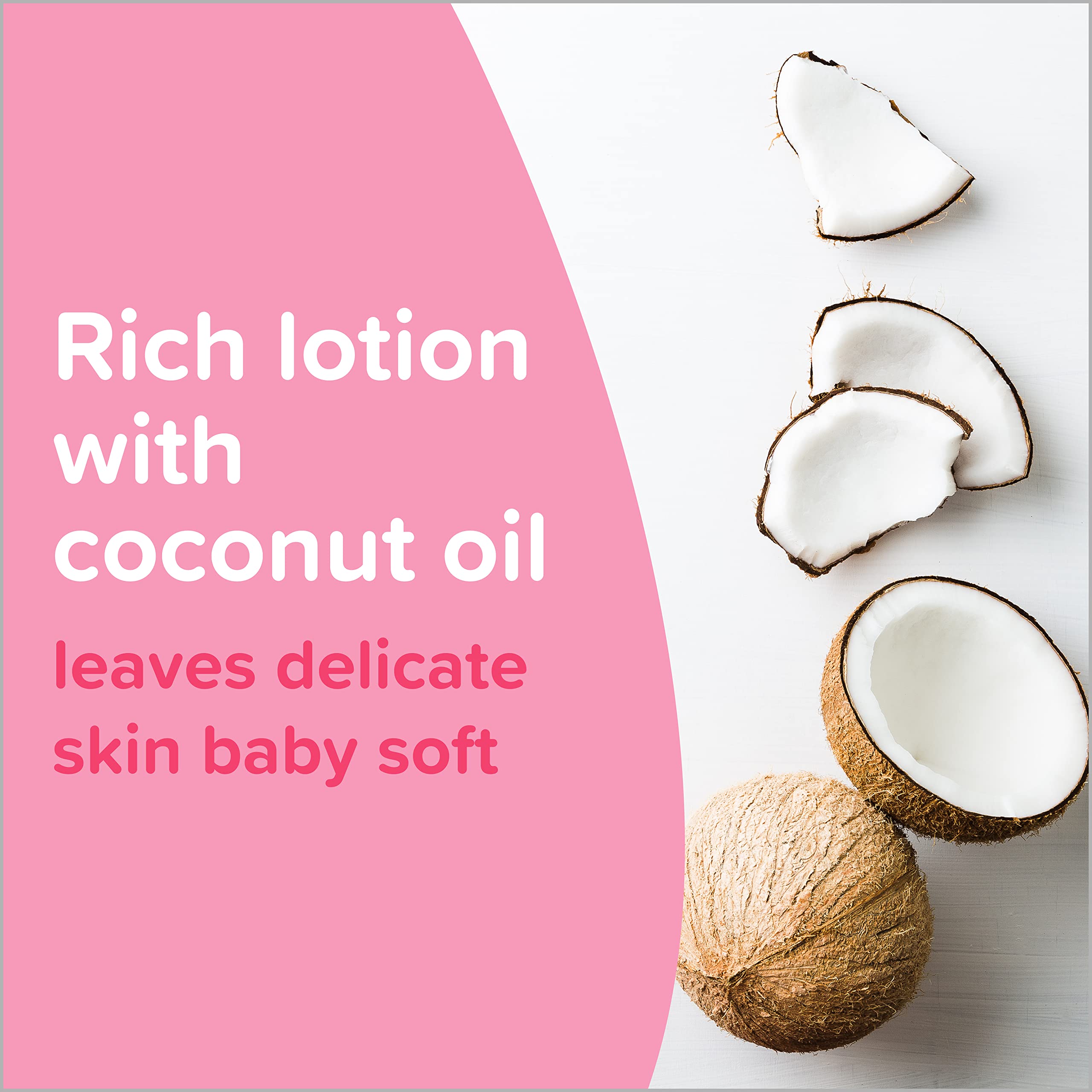 Johnson's Moisturizing Mild Pink Baby Lotion with Coconut Oil for Delicate Baby Skin, Dye-Free, Hypoallergenic & Dermatologist-Tested, Baby Skin Care, 3.4 fl. oz