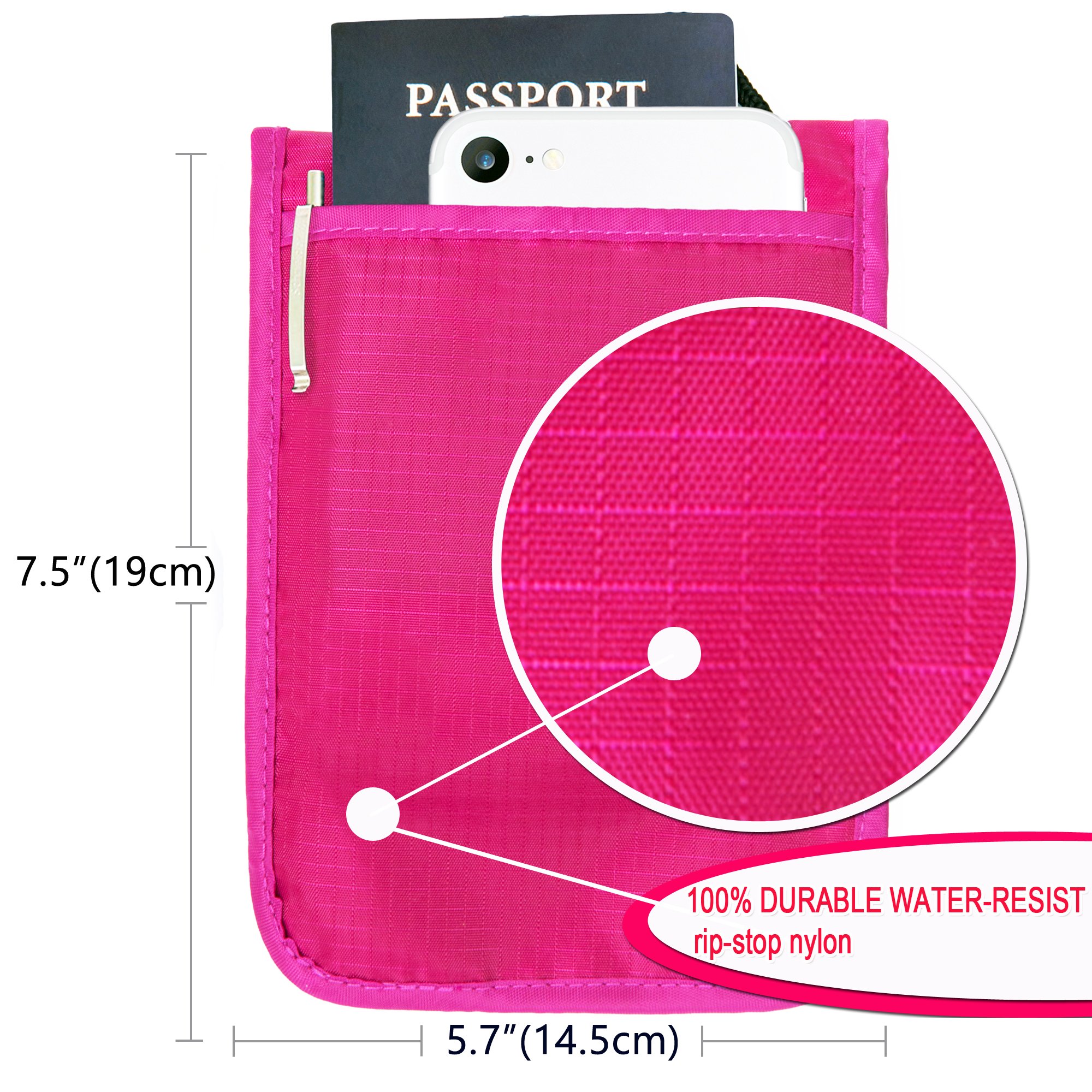 Travel Wallet for Women-holder-Lightweight Anti-Theft RFID Blocking Nylon Neck Pouch-Gift (Purple)