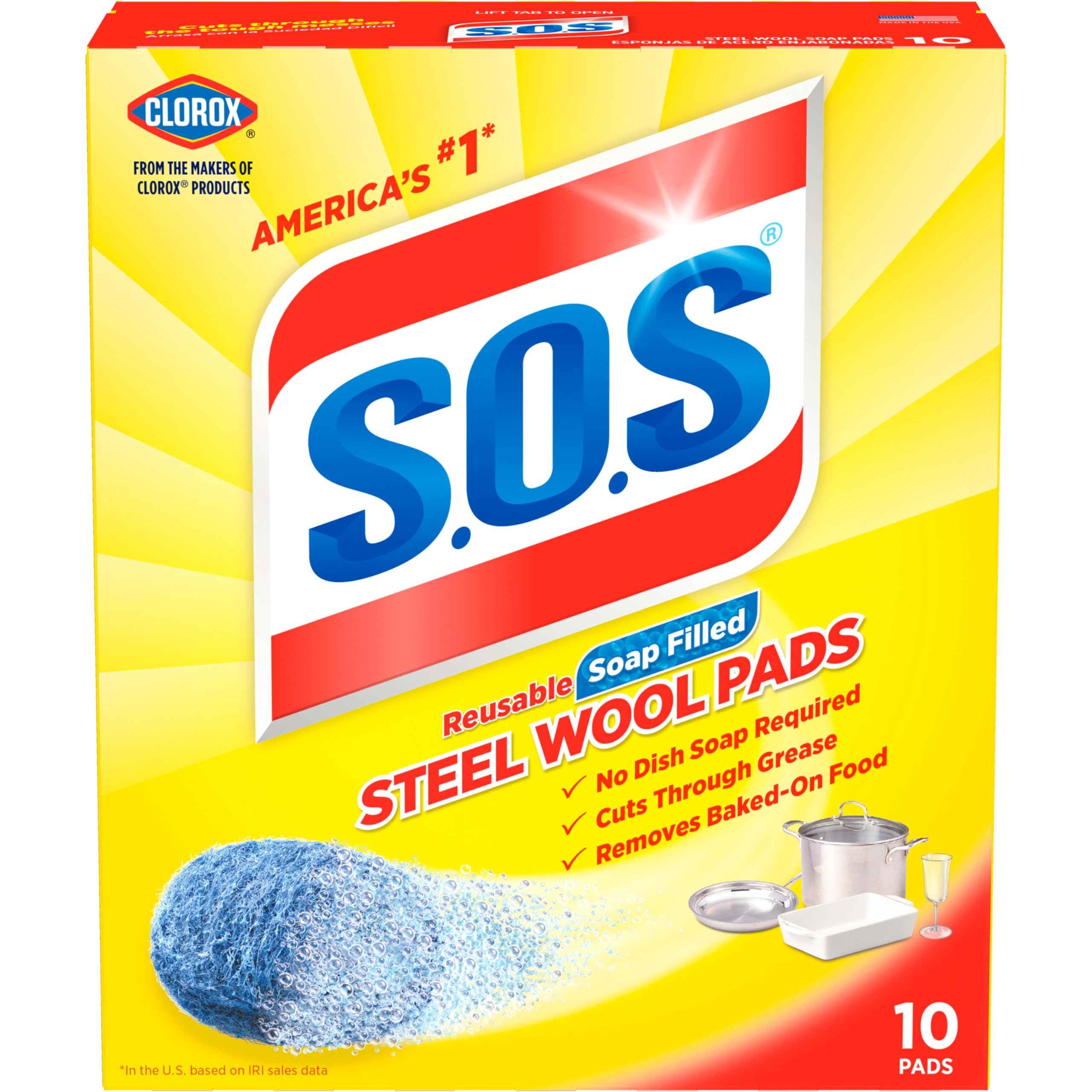 Photo 1 of S.O.S-10002 , Steel Wool Soap Pads, 10 Ct