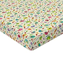 Ambesonne Birds Fitted Sheet, Vibrant Pastel Color