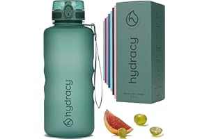 Hydracy Water Bottle with Time Marker -Large BPA Free Water Bottle & No Sweat Sleeve -Leak Proof Gym Bottle with Fruit Infuser Strainer & Times to Drink -Ideal for Fitness Sports & Outdoors