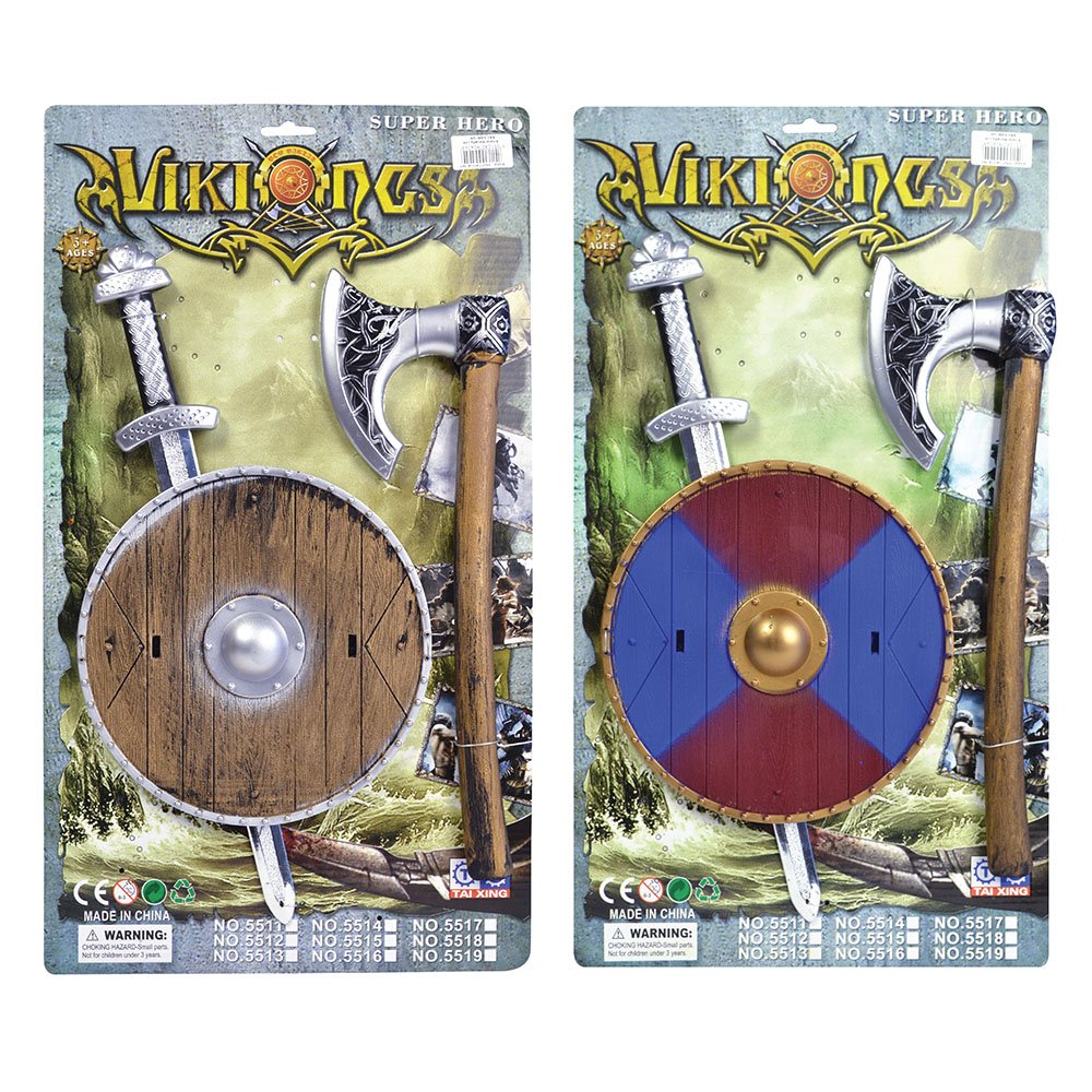 Bristol Novelty BA404 Viking Sword/Shield and Axe Set, Unisex-Adult, One Size Halloween