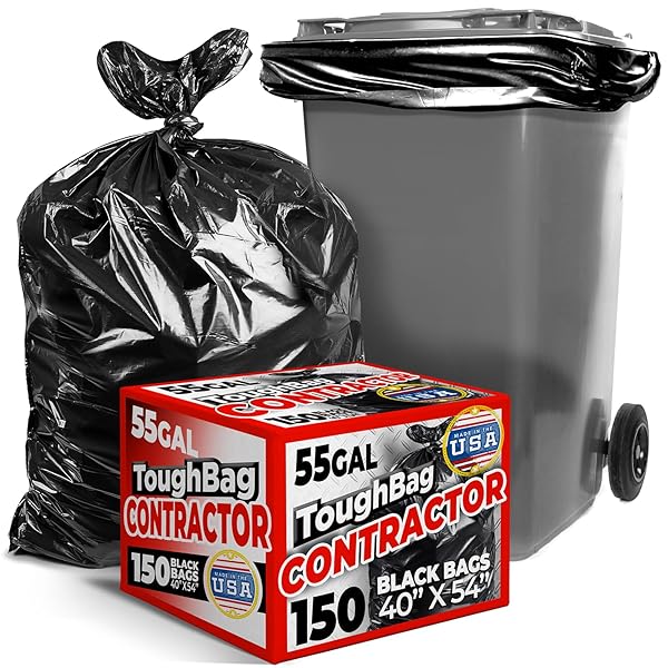 TOUGHBAG 55-60 GALLON HEAVY DUTY TRASH BAGS –...