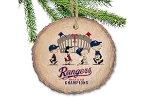 SOCIAL STATIONERY Rangers 2023 World Series Christmas Ornament, Texas Champions Team Roster Ornament, TX Rangers Wins, MLB gift souvenir, Baseball game (Charlie Brown Rangers)
