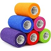 OK TAPE Self Adherent Cohesive Bandages Wrap - 6Packs, 4" x 5 Yards, Non-Woven Self Adhesive Bandage Wrap for Thumb, Finger, Wrist, Ankle, Vet Wrap Bandages Tape (Mixed Colors)