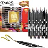 Sharpie Creative Markers, Metallic, Water-Based Acrylic, Brush Tip, Assorted, 10 Count