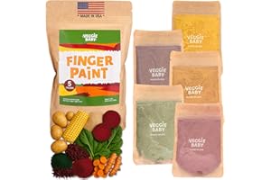 Veggie Baby Vegan Finger Paints for Toddlers, Organic Baby Safe Coloring, Play, Made in USA (5 Colors)