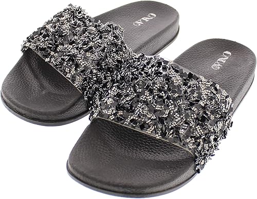 glitter slip on sandals