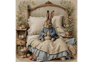 Easter Rabbit in Bed 11CT Stamped Cross Stitch Kits for Adults - Needlepoint Kits for Beginners, Embroidery Ornament Kit for 