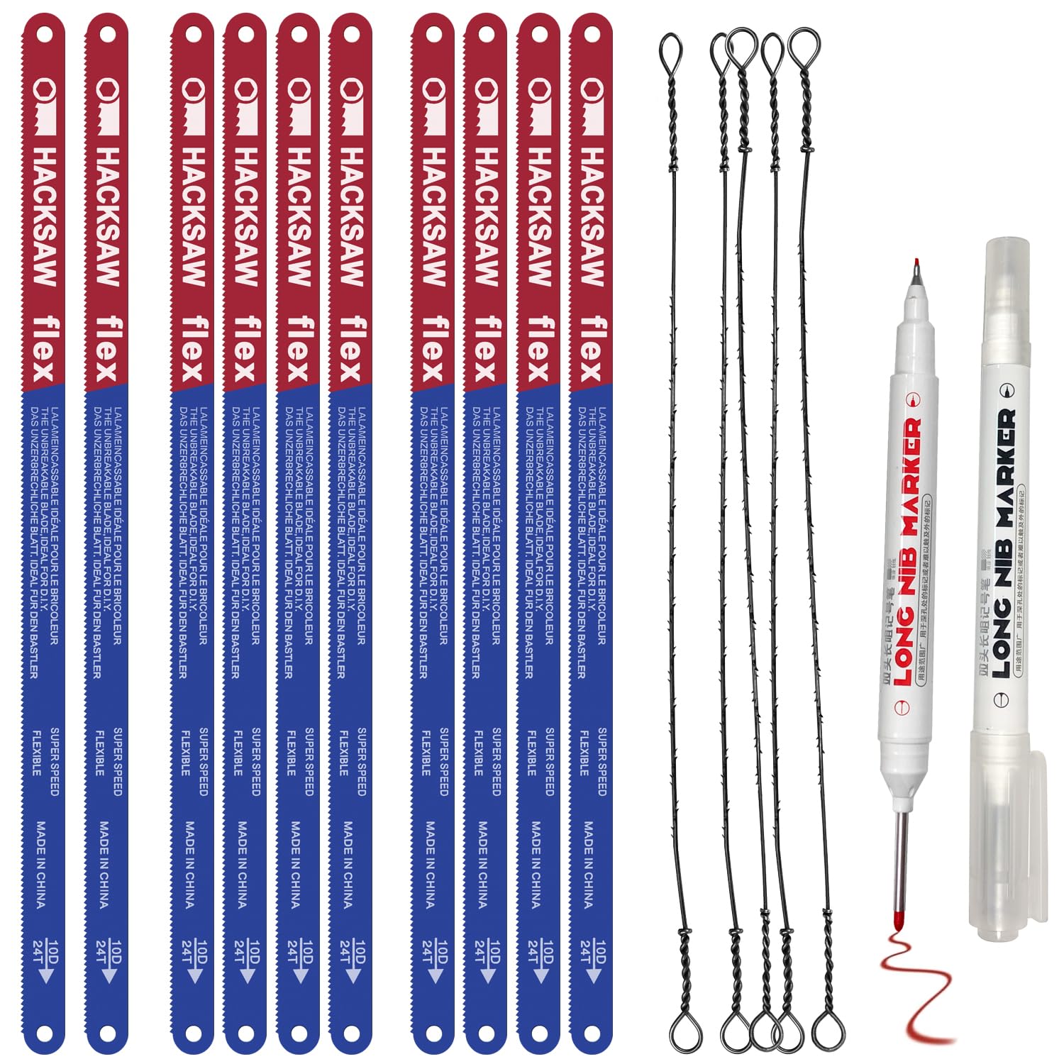 Photo 1 of 10 Pack Hacksaw Blades, High Speed 24 Tpi - 12" Length Hacksaw Blades 12 Inch Metal