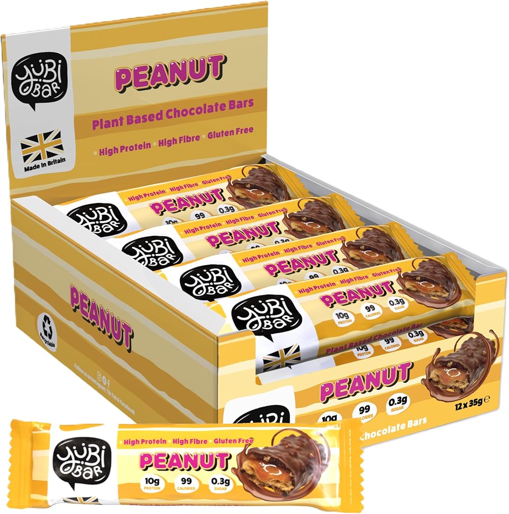YuBi Bar Peanut 12 Pack Protein Bars 99 Calories Gluten Free Dairy Free
