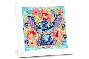 ICECHEN 5D Diamond Painting Kit for Kids with Wooden Frame Art and Crafts for Kids Ages 6-8 - 10-12 Full Drill Painting by Number Kits Home Wall Decoration 6X6 inch