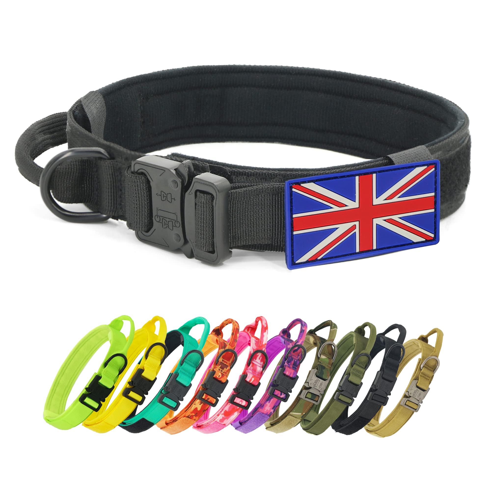 YoothBro K9 Military Dog Collar - Adjustable Nylon Collar with Heavy Duty Metal Buckle for Medium Large Dogs XL
